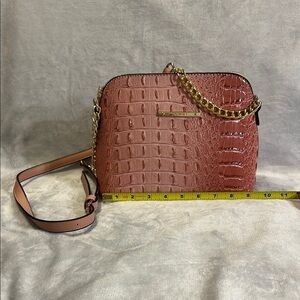 BRAHMIN Croc-Embossed Salmon Colored Shoulder Bag